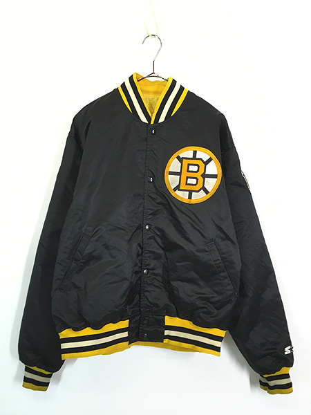 古着 80s USA製 STARTER NHL Boston Bruins ブルーインズ 光沢 サテン