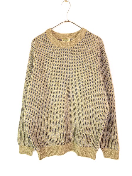 古着 90s LL Bean バーズアイ ヘビー ウール ニット セーター M-R