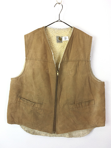 古着 70s Carhartt 裏ボア オールド ブラウン ダック ワーク ベスト XL