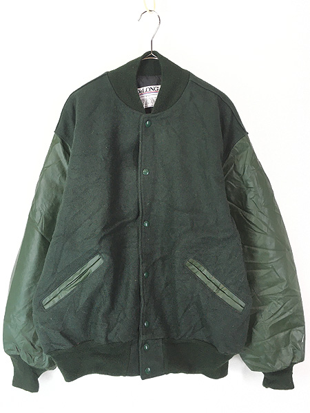 古着 80s USA製 DeLONG 無地 ソリッド ビニール レザー ウール