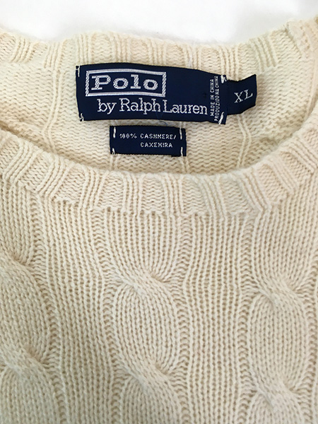 古着 90s Polo Ralph Lauren ケーブル 高級 100% カシミヤ ウール