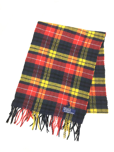 雑貨 古着 90s Polo Ralph Lauren タータン チェック ポニー 刺しゅう