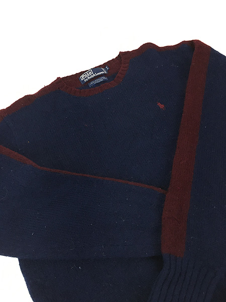 最終売り尽し】古着 90s Polo Ralph Lauren ネイビー×ワインレッド