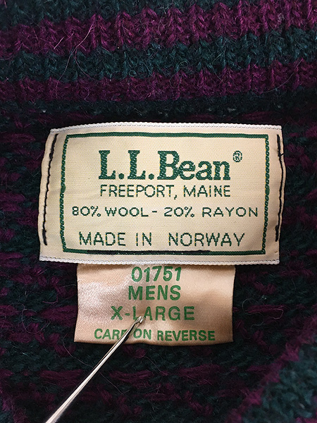 古着 80s ノルウェー製 LL Bean バーズアイ & リブライン ヘビー