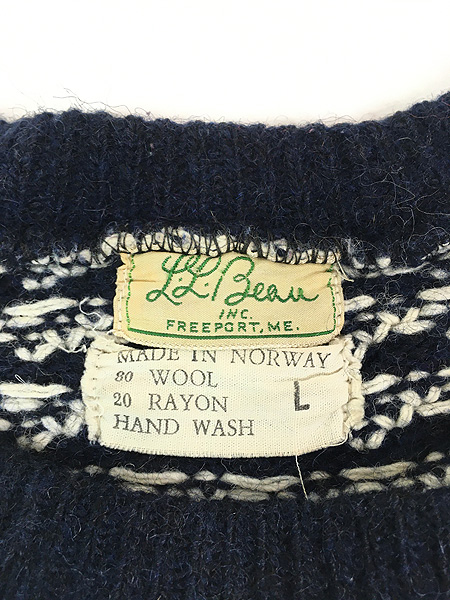 古着 60s ノルウェー製 LL Bean 筆記体タグ バーズアイ ヘビー ウール