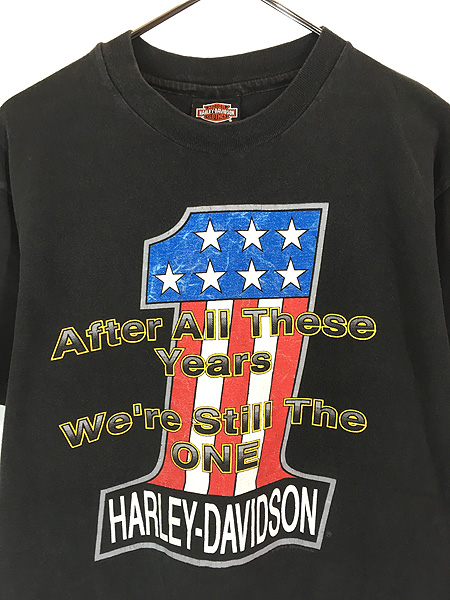 古着 90s USA製 HARLEY DAVIDSON 「No1」 ロゴ Tシャツ M 古着【10off