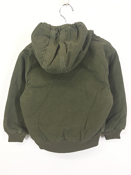 キッズ 古着 90s Carhartt 防寒 裏地キルティング オリーブ ダック