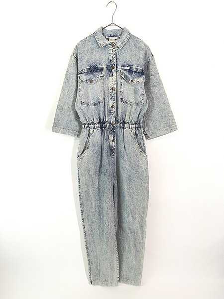 レディース 古着 90s IDEAS フロント スナップ ボタン ケミカル デニム