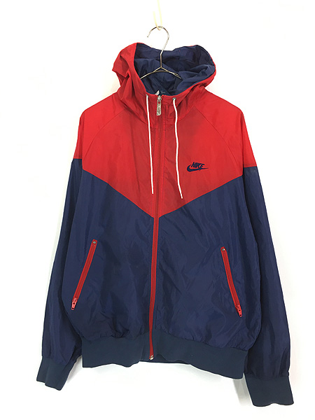 古着 80s NIKE 紺タグ ワンポイント 紺×赤 バイカラー ナイロン