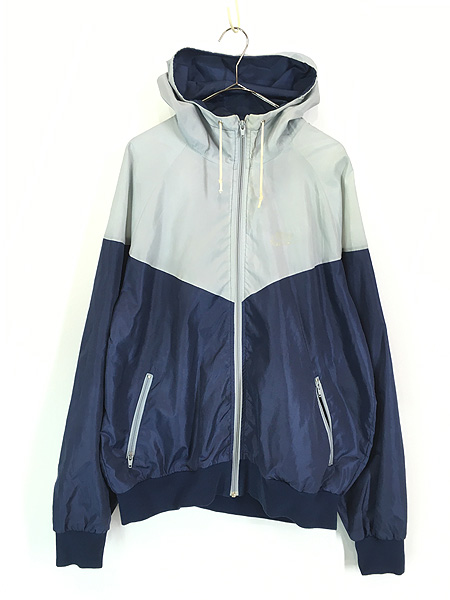 古着 80s NIKE 紺タグ ワンポイント グレー×紺 バイカラー ナイロン