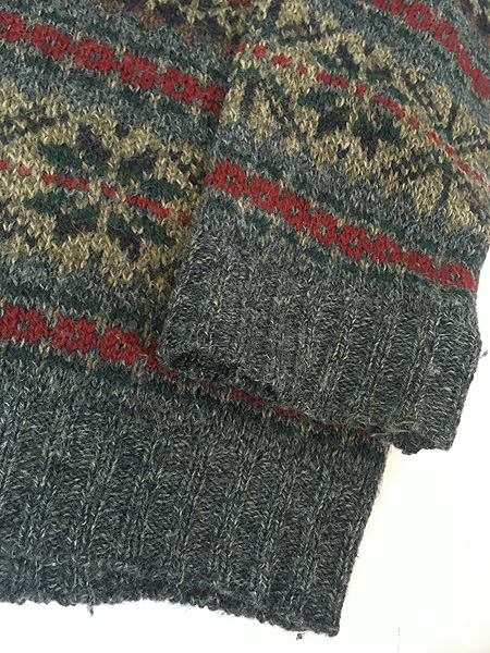 古着 90s Eddie Bauer フェアアイル ボーダー ウール ニット セーター