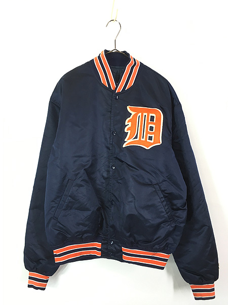 古着 80s USA製 STARTER MLB Detroit Tigers タイガース 光沢 サテン