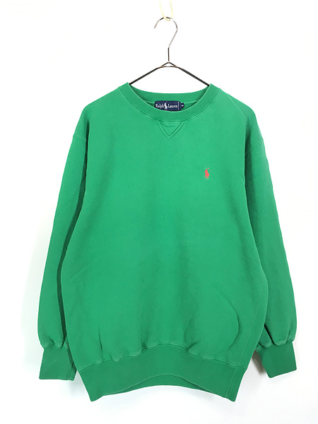 古着 90s Ralph Lauren ワンポイント ソリッド 前V スウェット