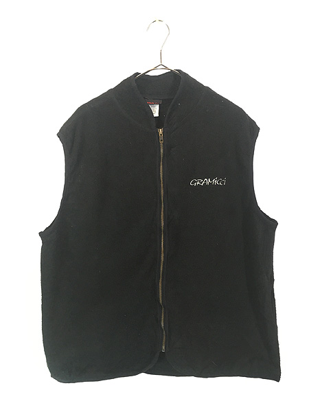 古着 90s USA製 Gramicci ロゴ 刺しゅう フリース ベスト XL 古着
