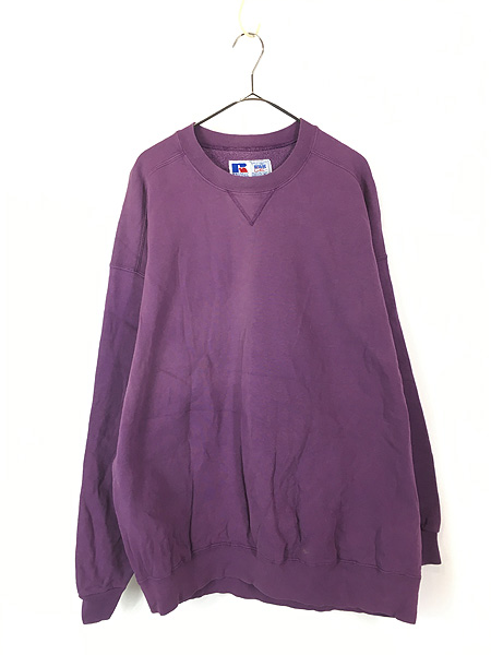 古着 90s USA製 Russell High Cotton 無地 ソリッド 前V ヘビー