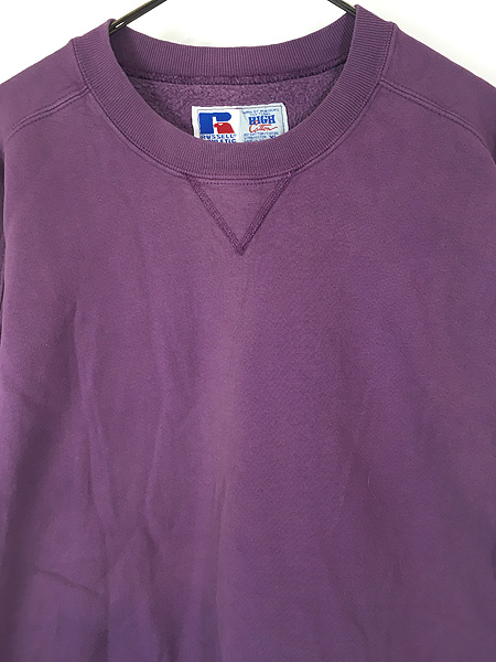古着 90s USA製 Russell High Cotton 無地 ソリッド 前V ヘビー