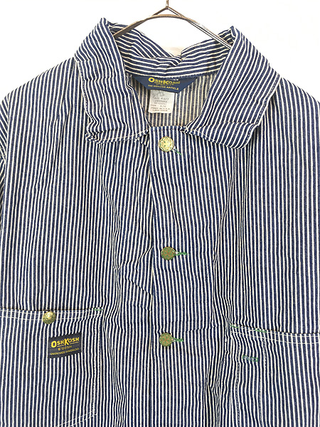 古着 80s USA製 OshKosh B'gosh ヒッコリー ストライプ デニム ワーク