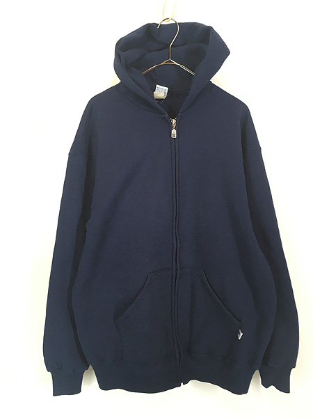 古着 90s Russell 無地 ソリッド セットイン スウェット ジップ