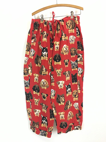 古着 Nick＆Nora 犬 マルチ ドッグ 総柄 フランネル イージー パジャマ