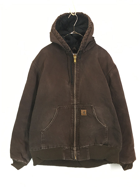 古着 Carhartt ダーク ブラウン ダック 防寒 パデット アクティブ