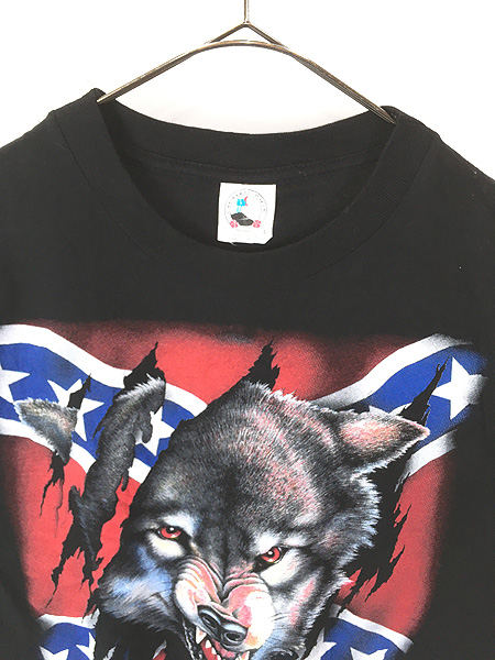 古着 90s アメリカ 南軍旗 サザンクロス レベルフラッグ オオカミ