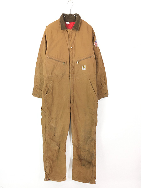 古着 70s USA製 Carhartt ブラウン ダック パデット オールインワン
