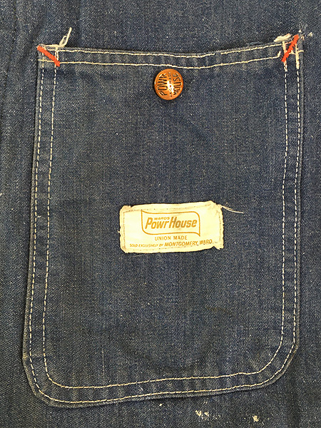 古着 60s USA製 Powr House 濃紺 デニム ワーク カバーオール