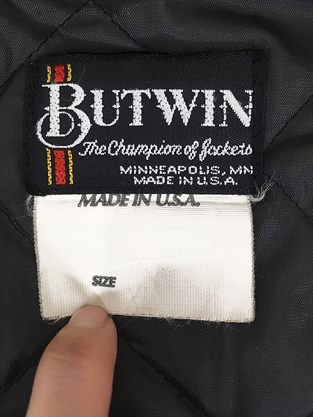 古着 80s USA製 BUTWIN ブラック タイガー 刺しゅう 本革 レザー