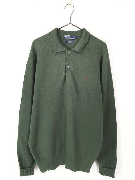 古着 90s Polo Ralph Lauren ワンポイント 襟付き ラムウール ニット