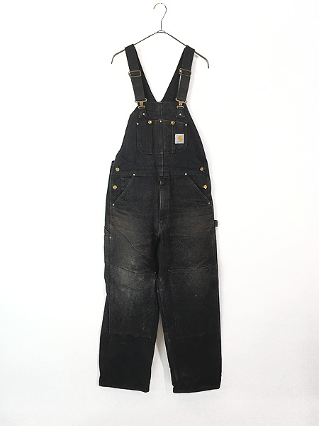 古着 USA製 Carhartt ブラック ダック Wニー ワーク オーバーオール