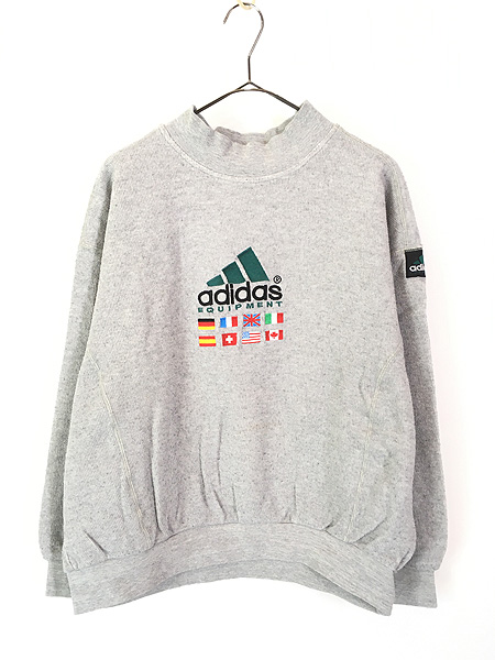 古着 90s adidas EQUIPMENT 万国旗 フラッグ ロゴ 刺しゅう ハイネック