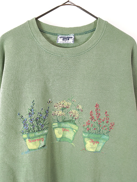 レディース 古着 90s USA製 Lee 花 鉢植え プリント スウェット