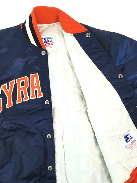 古着 90s USA製 STARTER SYRACUSE 光沢 サテン カレッジ スタジャン