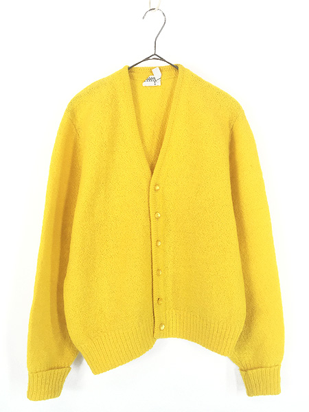 古着 60s MARTIN パール編み ソリッド イエロー モヘア ウール ニット