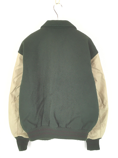 古着 80s USA製 DeLONG 本革 レザー メルトン ウール 襟付き