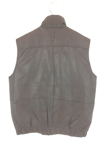 古着 80s Eddie Bauer 本革 レザー ハイネック ダウン ベスト M - 古着