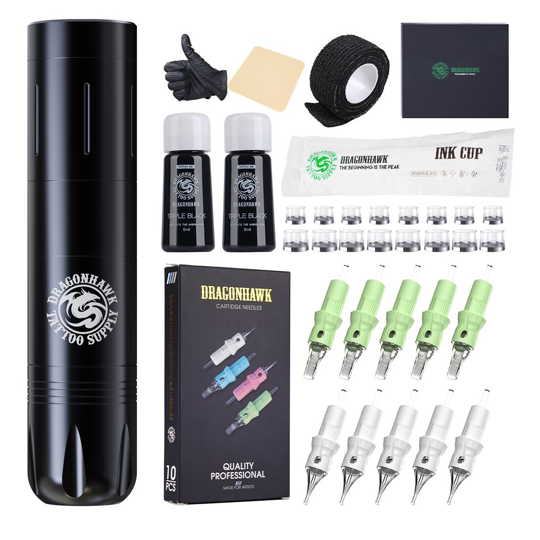 Tattoo Kit | Dragonhawk X3 Wireless Tattoo Machine Starter Bundle