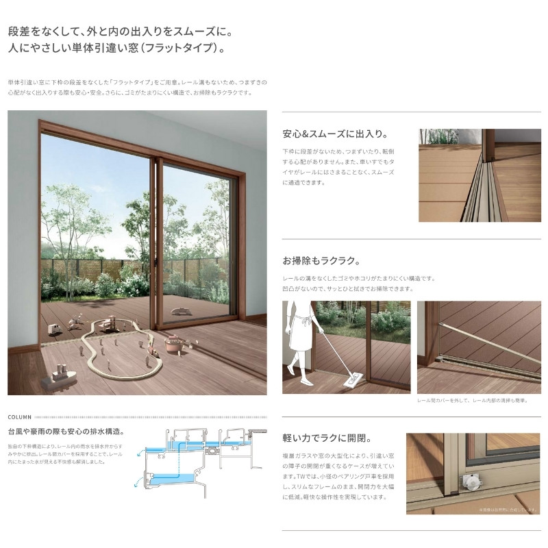 引き違い窓 フラットタイプ 18322 TW (PG) W1870×H2230mm 複層ガラス