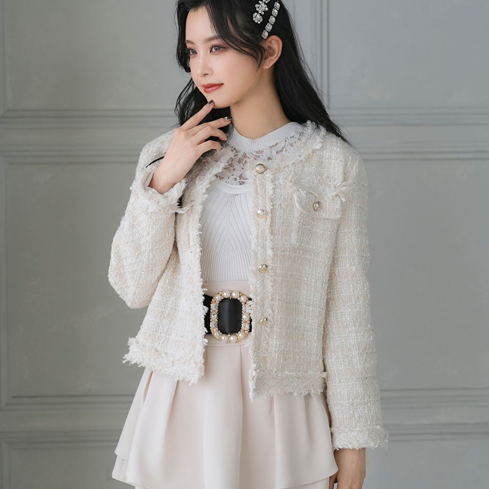 ノーカラーツイードジャケット – レディースファッション通販の夢展望