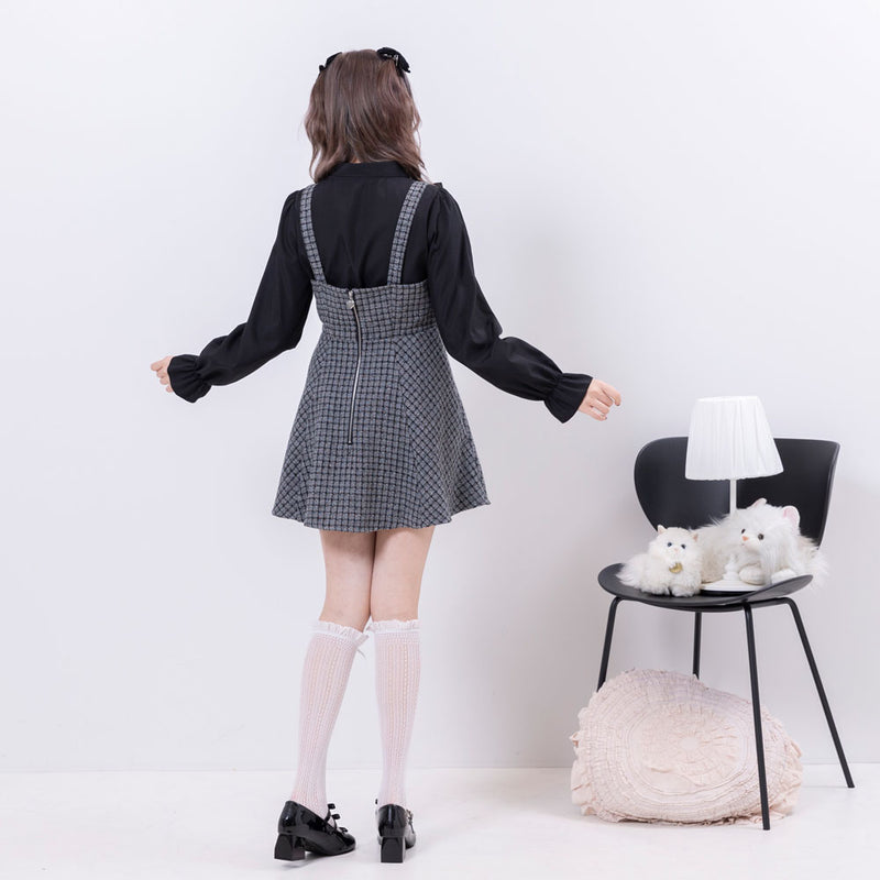 ビジューボタンツイードミニジャンスカワンピース – レディース