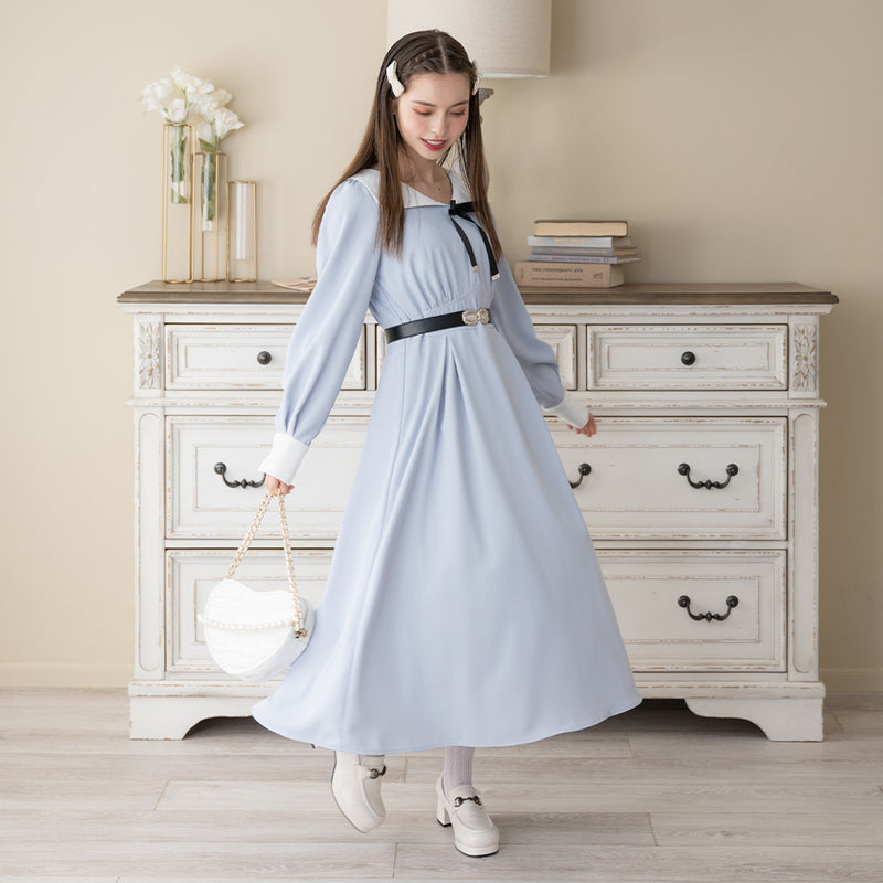 角衿レトロリボンワンピース – レディースファッション通販の夢展望