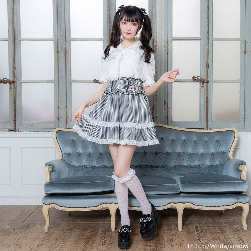 レースフリルたっぷり上品ボウタイリボンブラウス – レディース