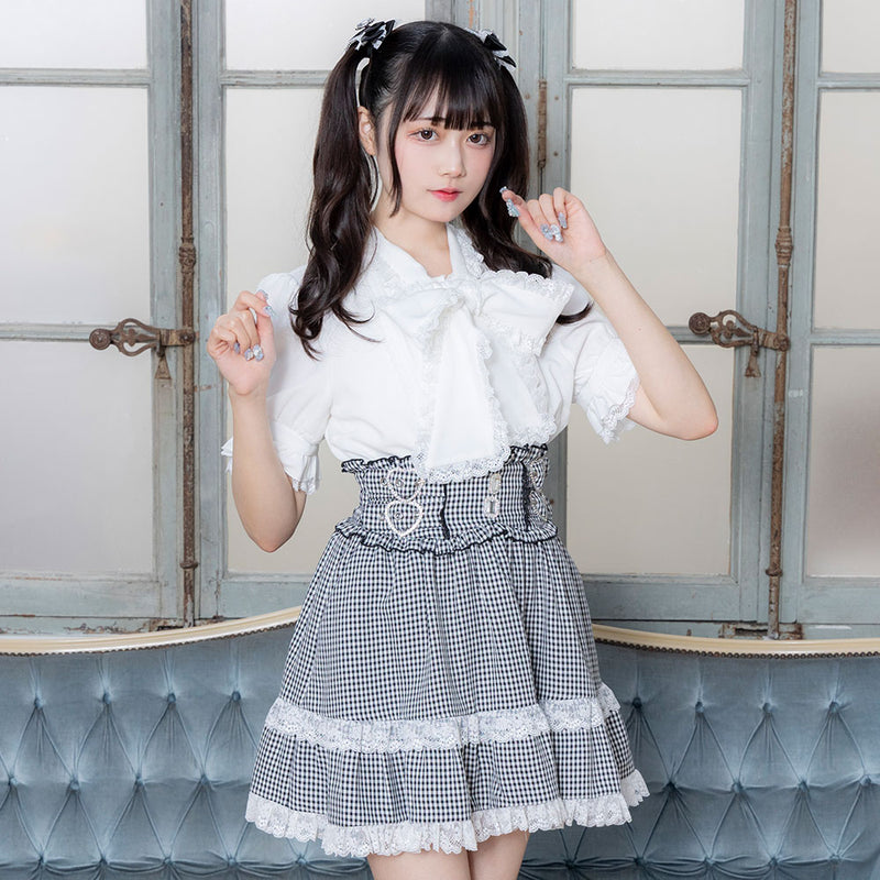 レースフリルたっぷり上品ボウタイリボンブラウス – レディース