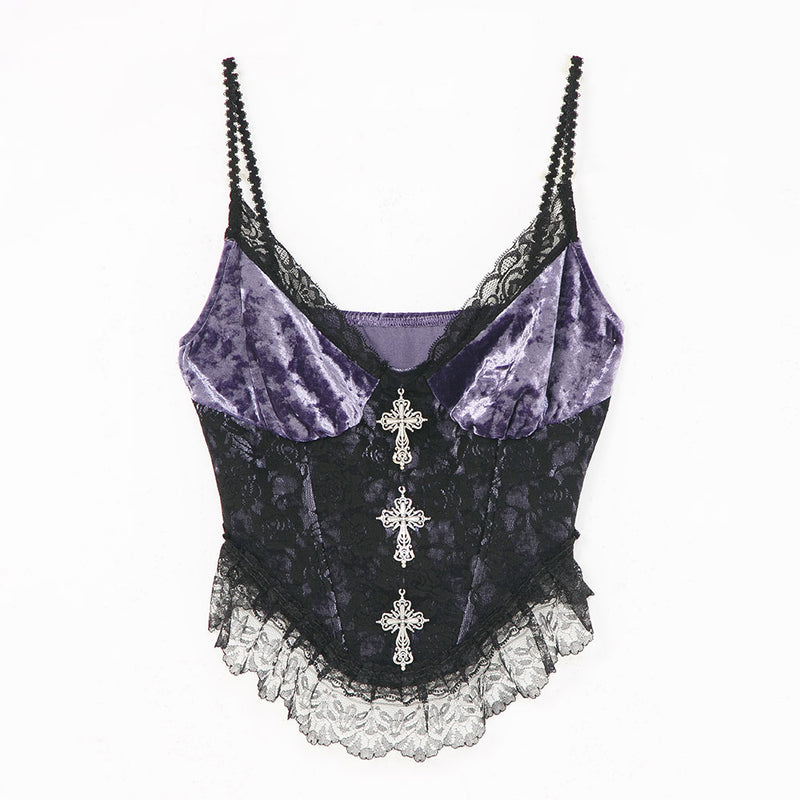 十字架チャームコルセットベロアキャミトップス – レディース