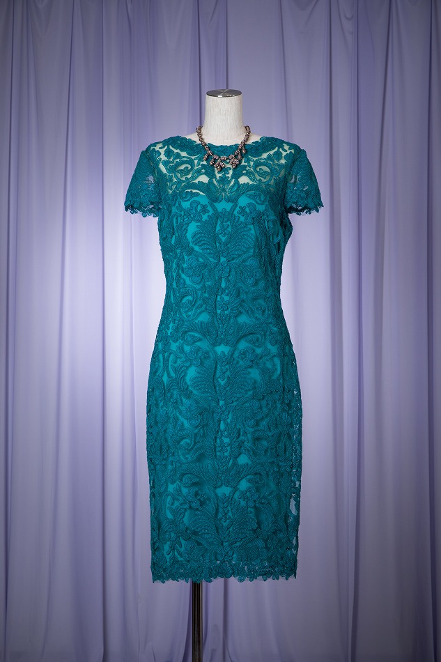 TADASHI SHOJI タダシショウジ YOKEレースグリーンドレス | 結婚式