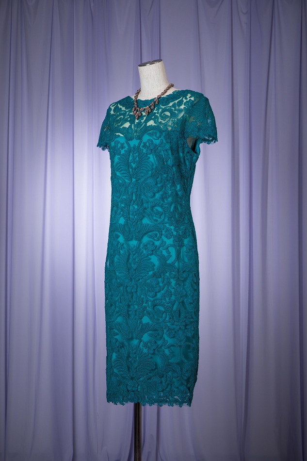 TADASHI SHOJI タダシショウジ YOKEレースグリーンドレス | 結婚式