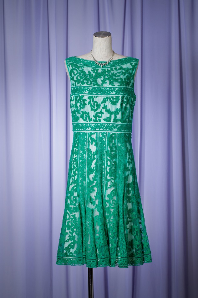 TADASHI SHOJI タダシショウジ クラッシックフラワーグリーンドレス