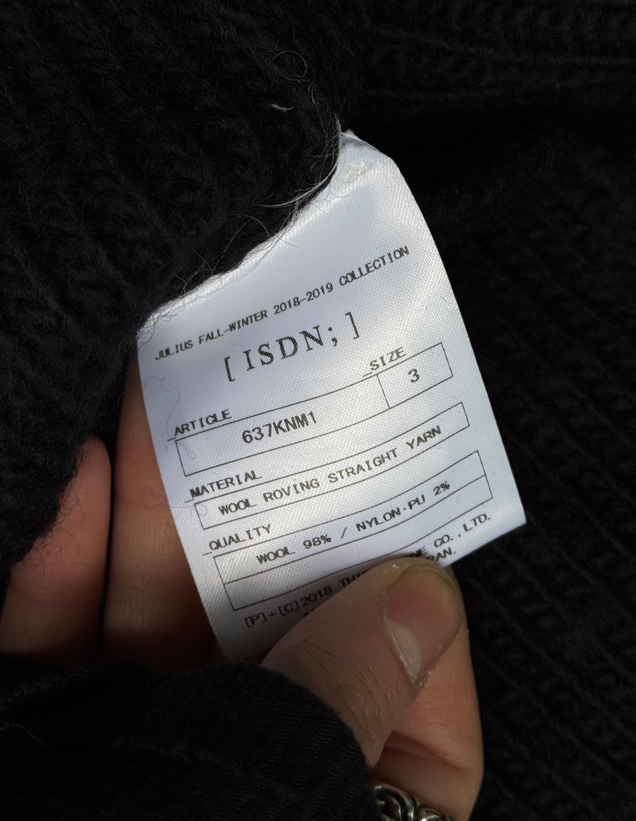 Julius_7 AW18-19 “ISDN;” Distressed Roving Wool Knit Sweater – DRIEW