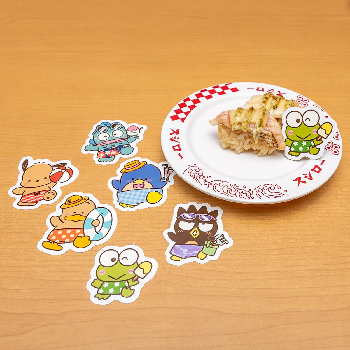 限定おすしやスイーツ、グッズ付きソフトドリンク！スシロー サンリオ