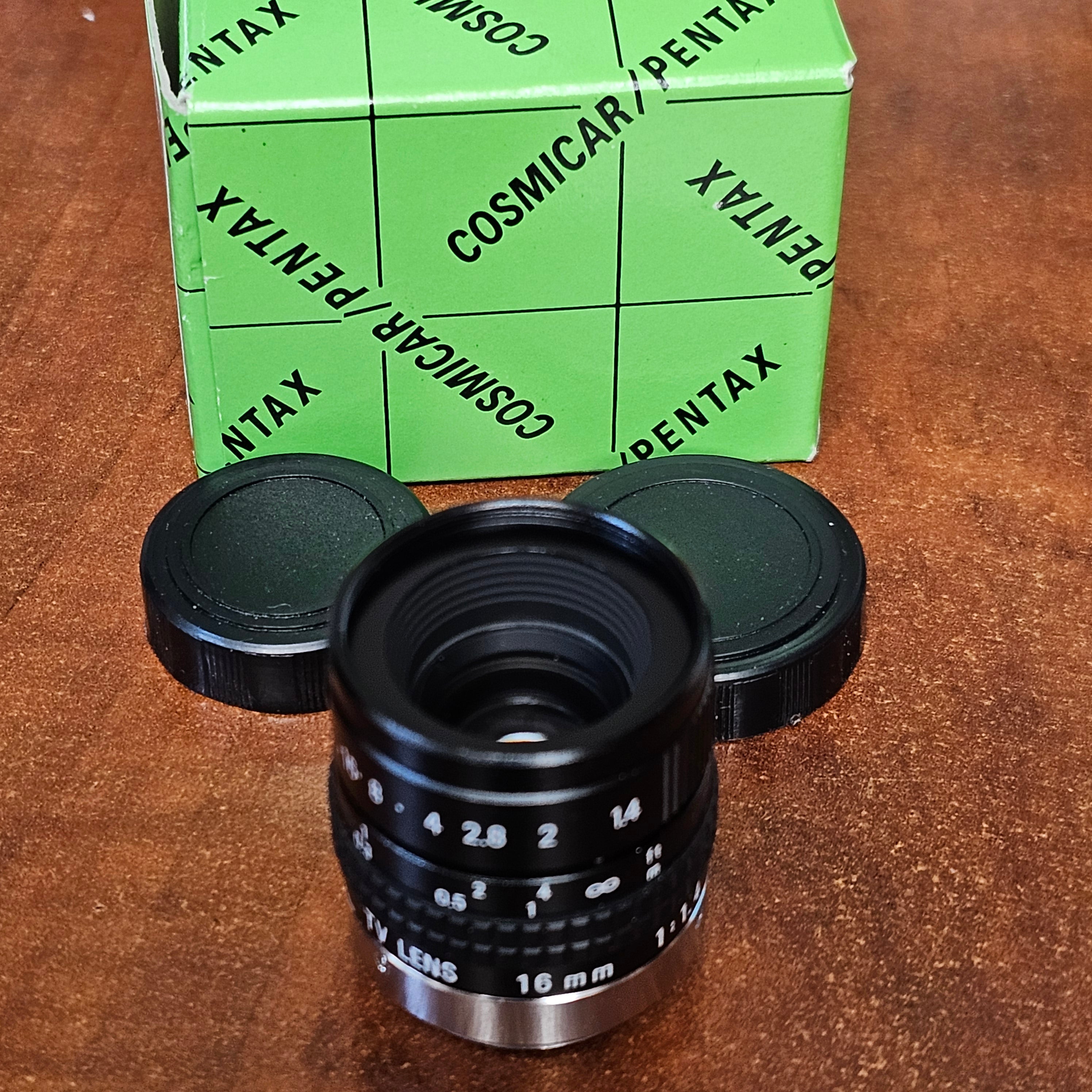 Cosmicar / Pentax 16mm f1.4 TV C-Mount Lens S# N/A – Du-All Camera